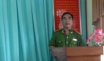Thượng tá Nguyễn Việt Hùng, Phó Giám đốc Công an tỉnh, Trưởng Ban Chỉ đạo phát biểu kết luận cuộc họp.
