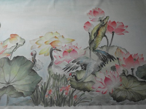 Cận cảnh bức thư pháp Sen của Họa sĩ Nhà thư pháp Hồ Mai Hương