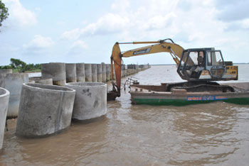 Một góc công trình lấn biển tại ấp Cồn Cống, xã Phú Tân