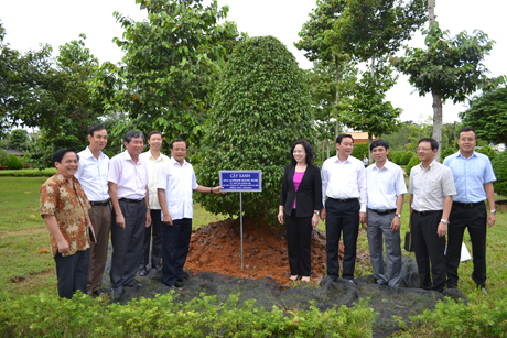 Bí thư Thành ủy TP. Hà Nội trồng cây lưu niệm tại khu di tích Khởi nghĩa Nam kỳ ở Đình Long Hưng, huyện Châu Thành.