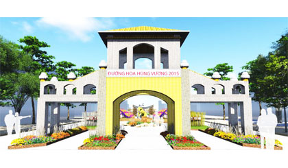 Phối cảnh Cổng Thành Nam (cổng chính) của Đường hoa Hùng Vương 2015.