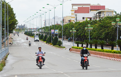 Đường Hùng Vương, TP. Mỹ Tho. Ảnh: Vân Anh