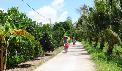 Một tuyến đường giao thông ở ấp 4, xã Cẩm Sơn được mở rộng theo chuẩn NTM.