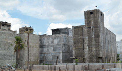 Những căn nhà nuôi chim yến nằm liền kề nhau.