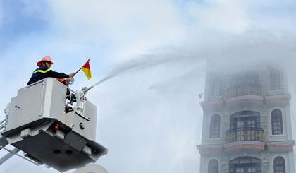 Diễn tập Phòng cháy chữa cháy. Ảnh : Huỳnh Hùng