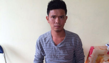 Đối tượng Thái Thành Thơm tại cơ quan công an.