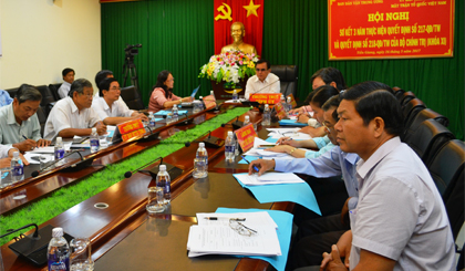 Quang cảnh hội nghị tại điểm cầu Tiền Giang.