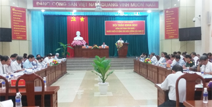 Quang cảnh Hội thảo khoa học “Đồng chí Phan Văn Khỏe - người chiến sĩ cộng sản kiên cường của Nam kỳ”. Ảnh: Hạnh Nga