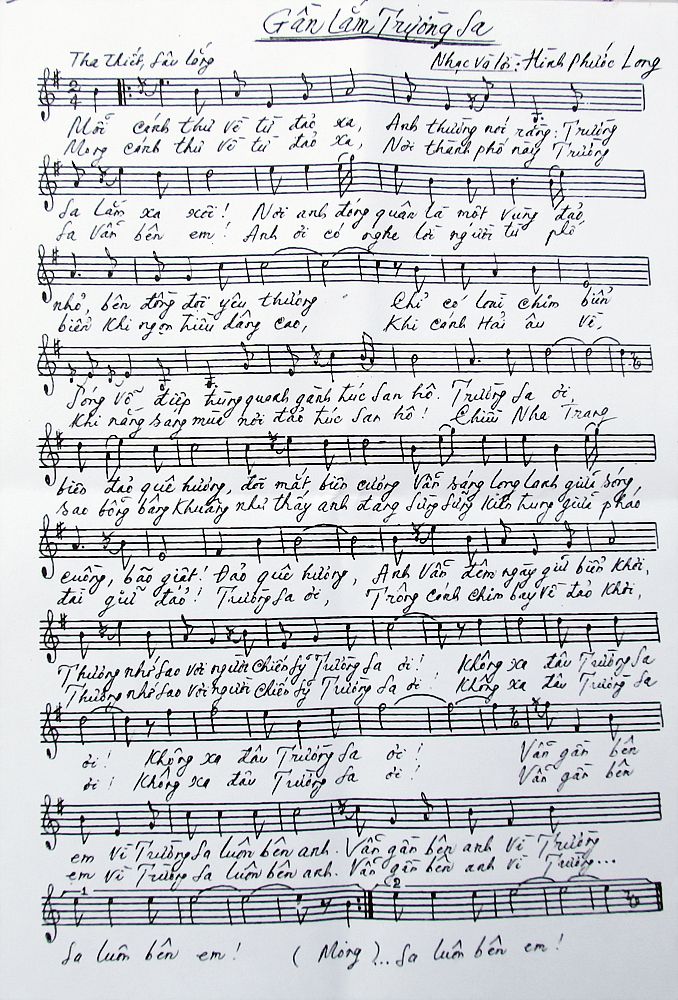 Bài bát Gần lắm Trường Sa do chính tay NS Hình Phước Long chép
