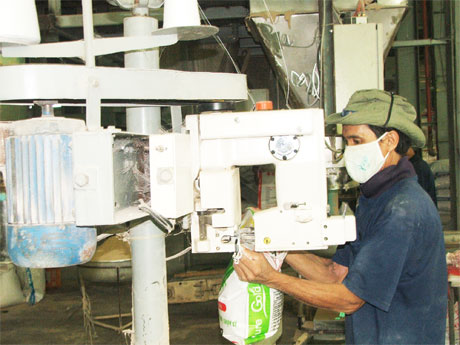 Dây chuyền chế biến thức ăn của HTX Chế biến thức ăn gia súc Bình Minh.