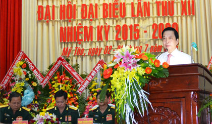 Bí thư Tỉnh ủy Trần Thế Ngọc phát biểu khai mạc Đại hội.