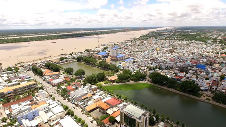 TP. Mỹ Tho nhìn từ trên cao. Ảnh: Trần Liêm