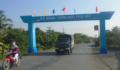 Cổng xã NTM Phú Mỹ được định vị tại đường tỉnh 865